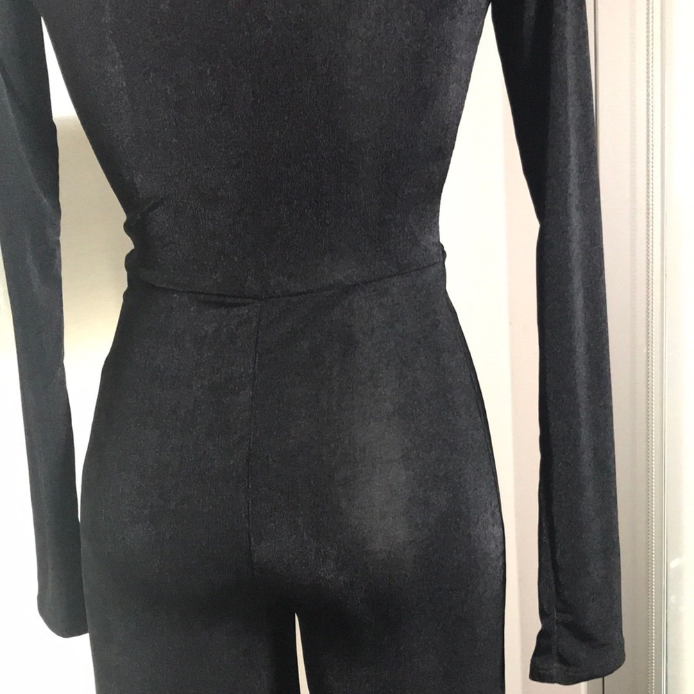 NWT 🤤Pant Jumpsuit Deep V Neck Plunge Black - Picture 4 of 7